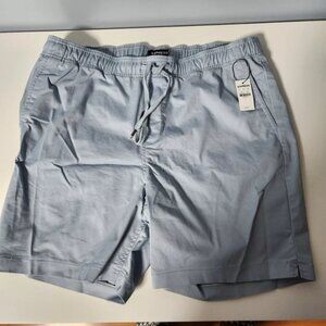 NWT Express Mens Solid 7" Hyper Stretch Elastic Waist Shorts Blue